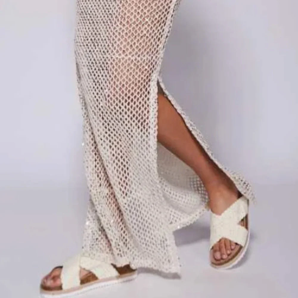 South Beach silver sequin maxi beach dress  - New Without Tags,  Size 2 - Picture 7 of 7